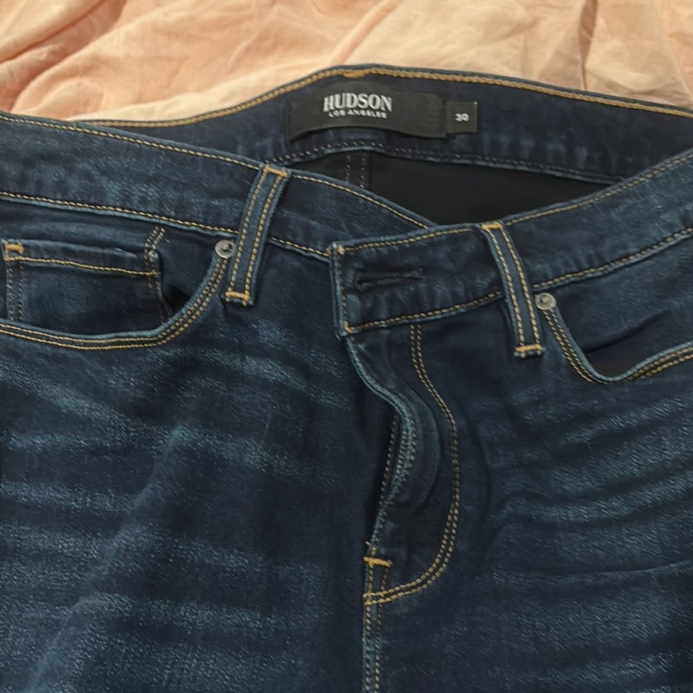 Hudson Jeans Blue Denim with Subtle Whiskering